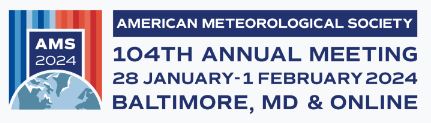 Logo for AMS 2024 American Meteorological Society 104th Annual Meeting 28 January - February 2024 Baltimore, MD & Online