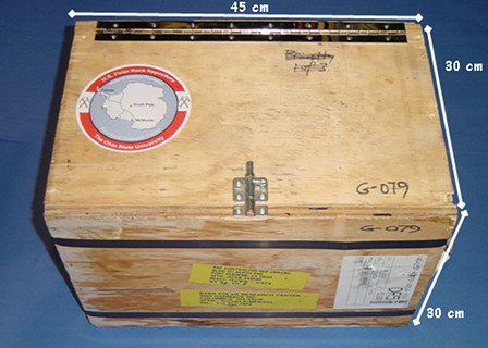 Dimensions of a rock box from the Byrd Polar Research Center