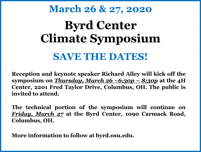 2020 | Byrd Center Climate Symposium | Save the Dates