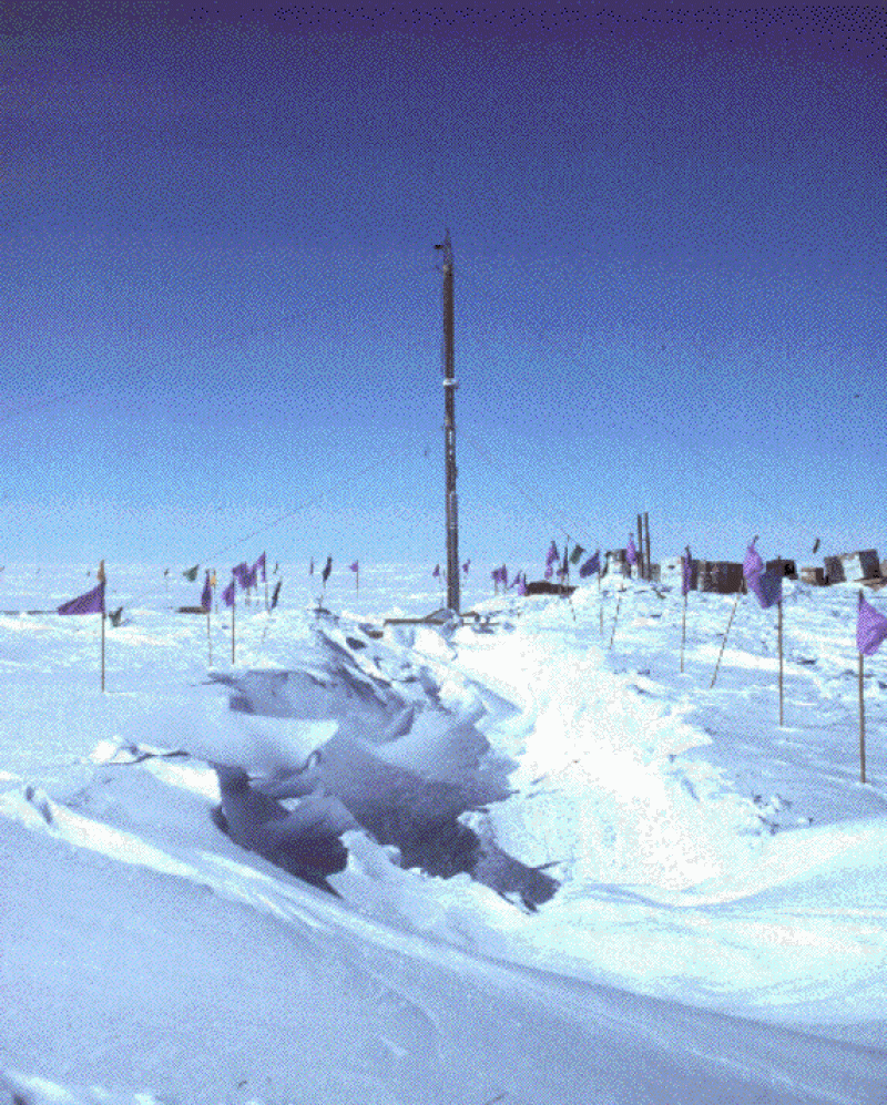 Ice core drill at Siple Station, Antarctica.