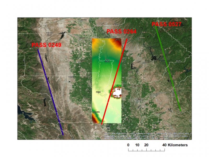 SWOT Example showing the thermal data on the land