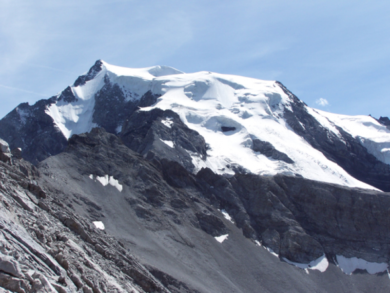 Mountain covered in glaciers