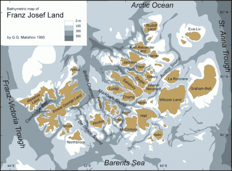 Franz Josef Land bathymetry (37k)