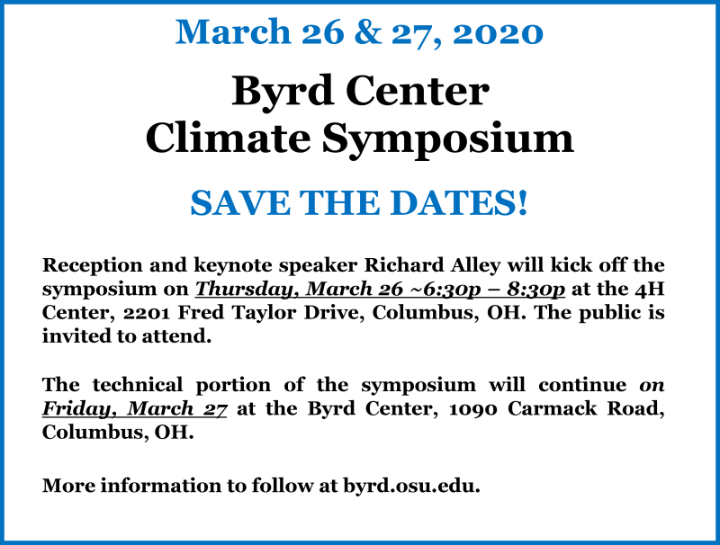 2020 | Byrd Center Climate Symposium | Save the Dates