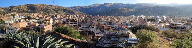 Glacier Environmental Change Panorama of a Huaraz, a city in Peru.