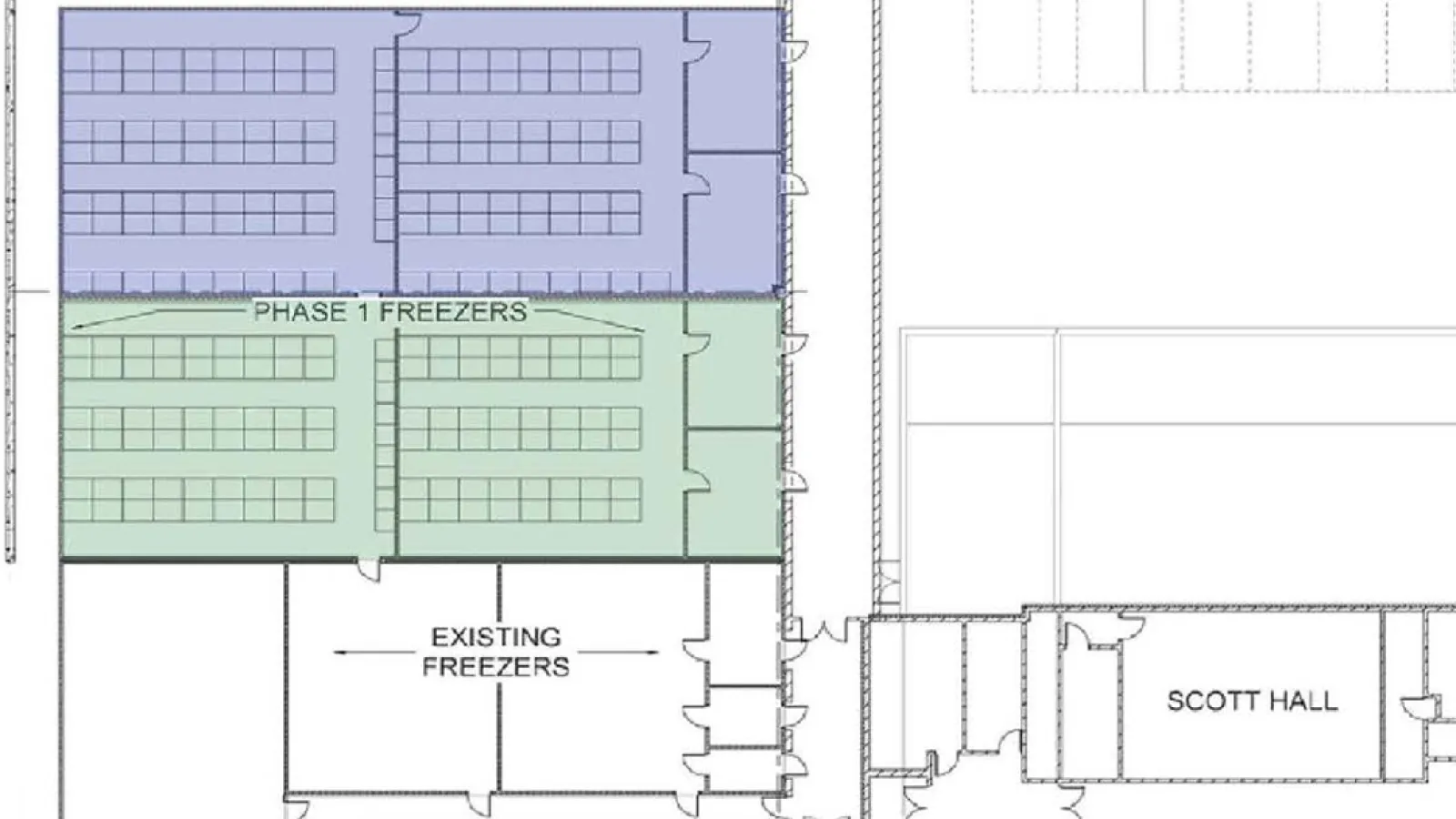 Blueprint for the ice core freezer renovation.