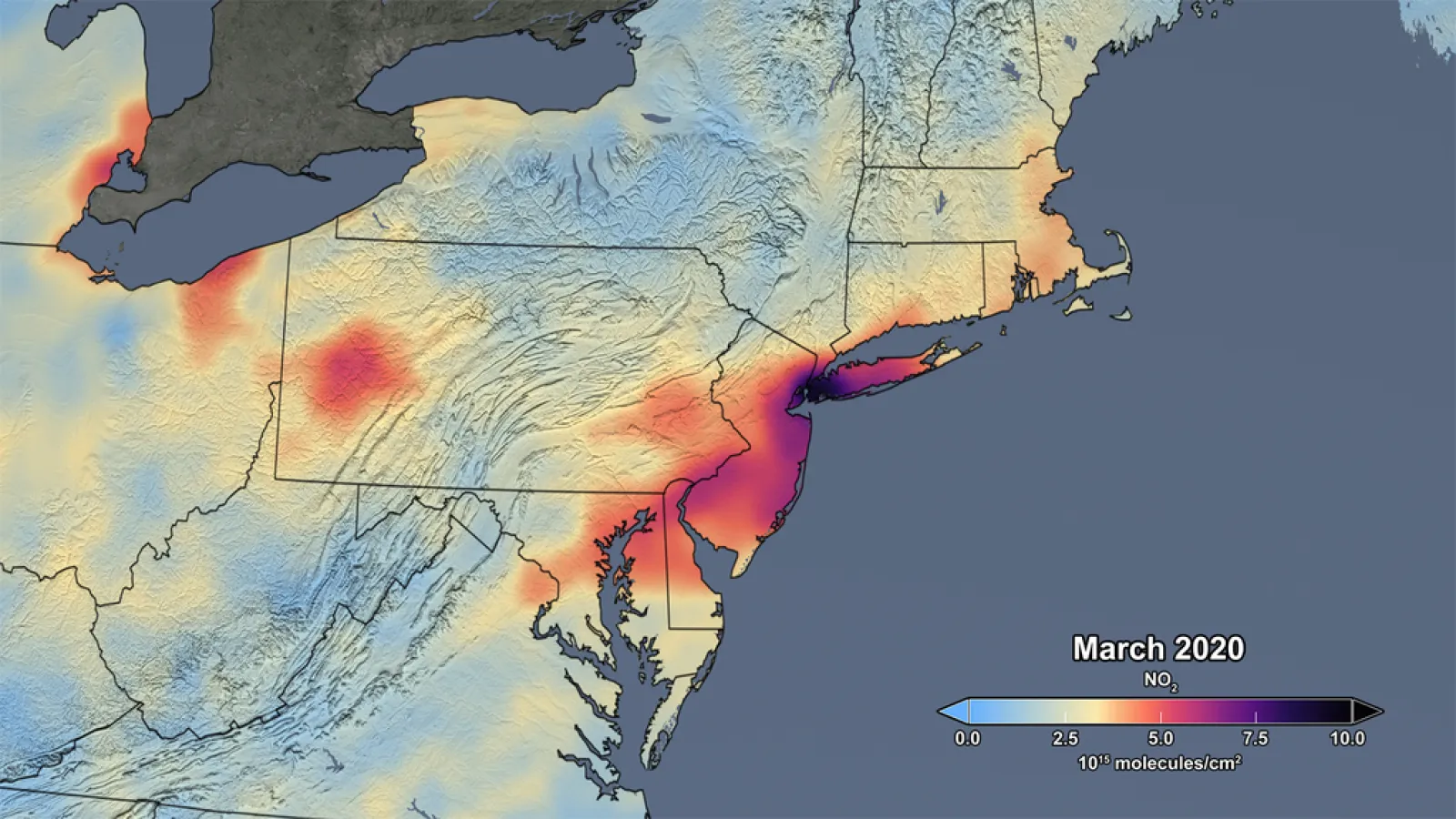 Thermal graph of the North-Eastern United States 