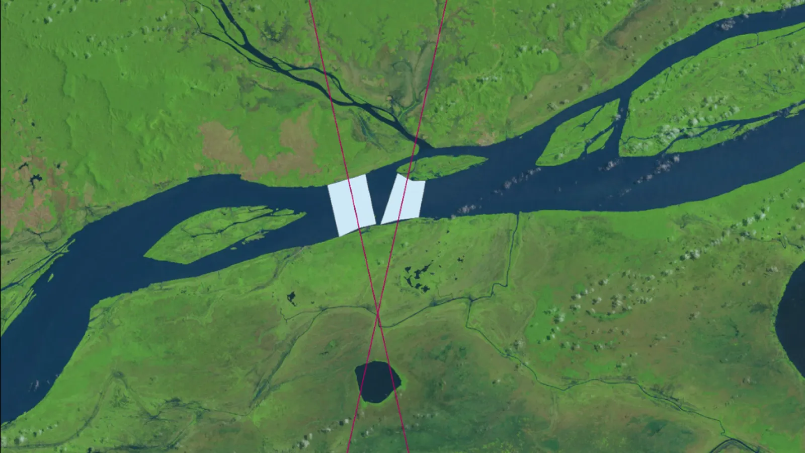 GRRATS Aerial view of blue waters running through green land