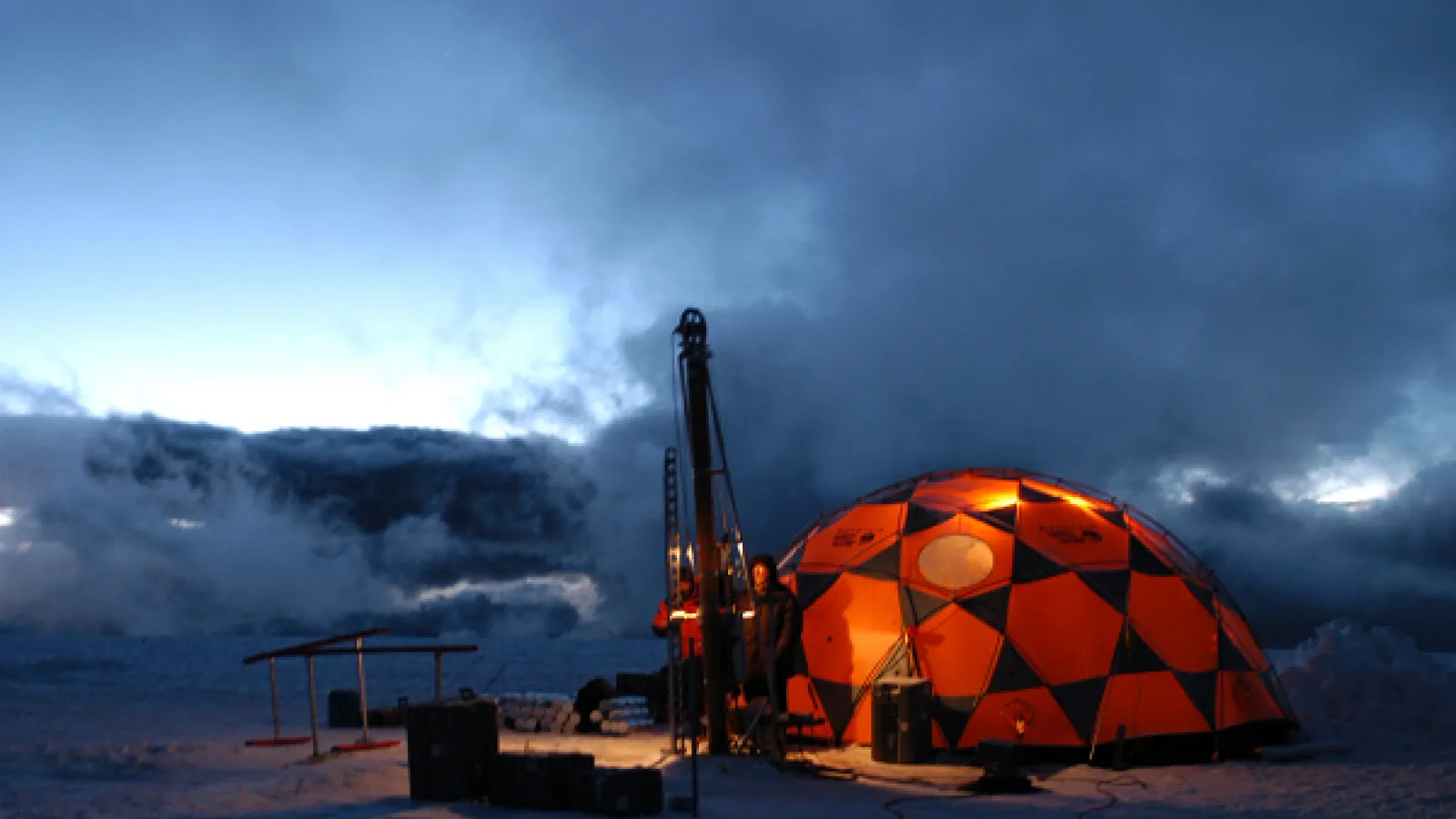   Drilling at Night at a Quelccaya research station