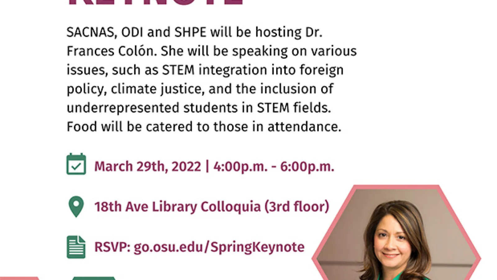 key note speaker flyer Dr. Frances Colon
