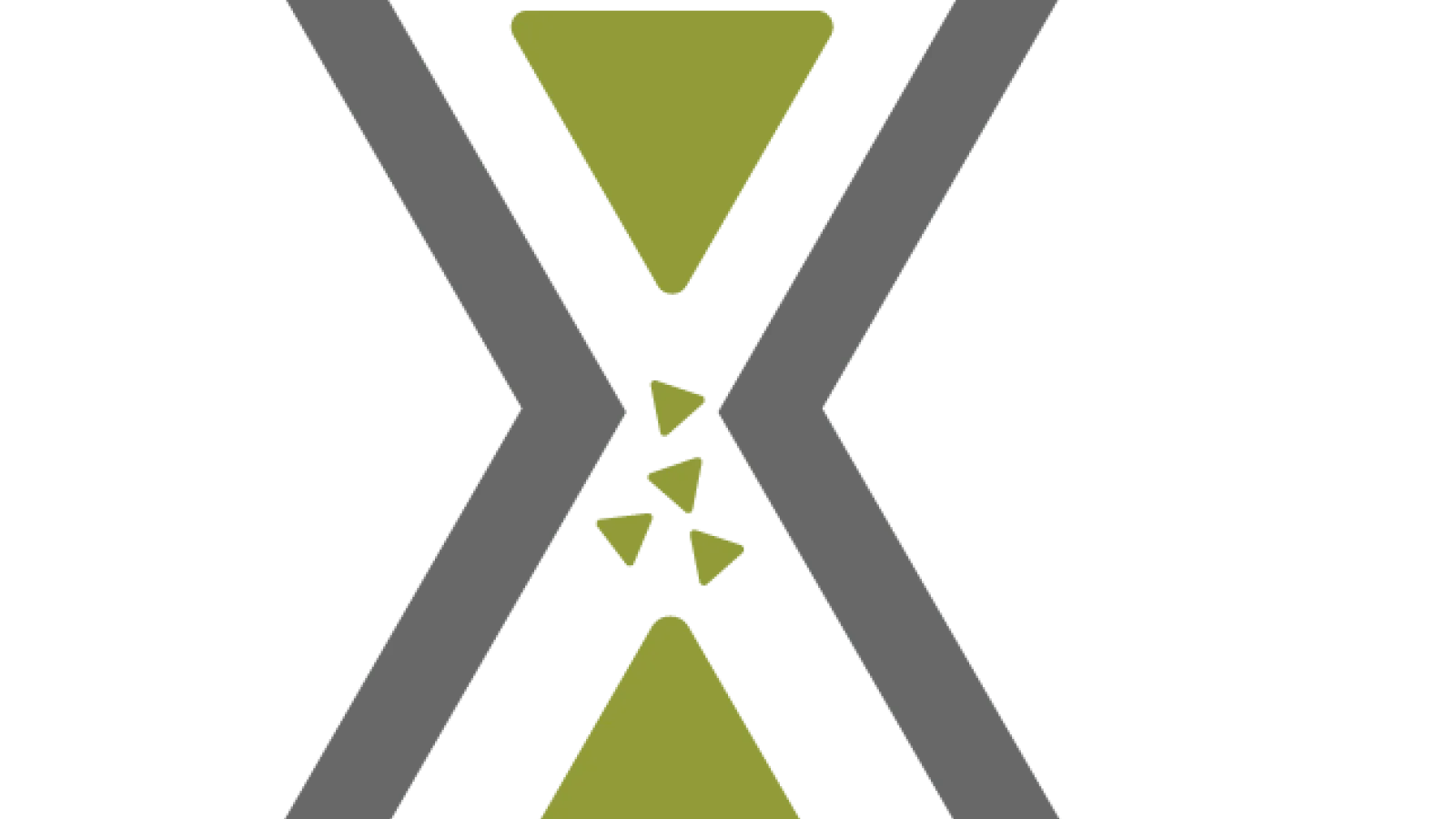 t4c logo. Gray hourglass with a green interior 