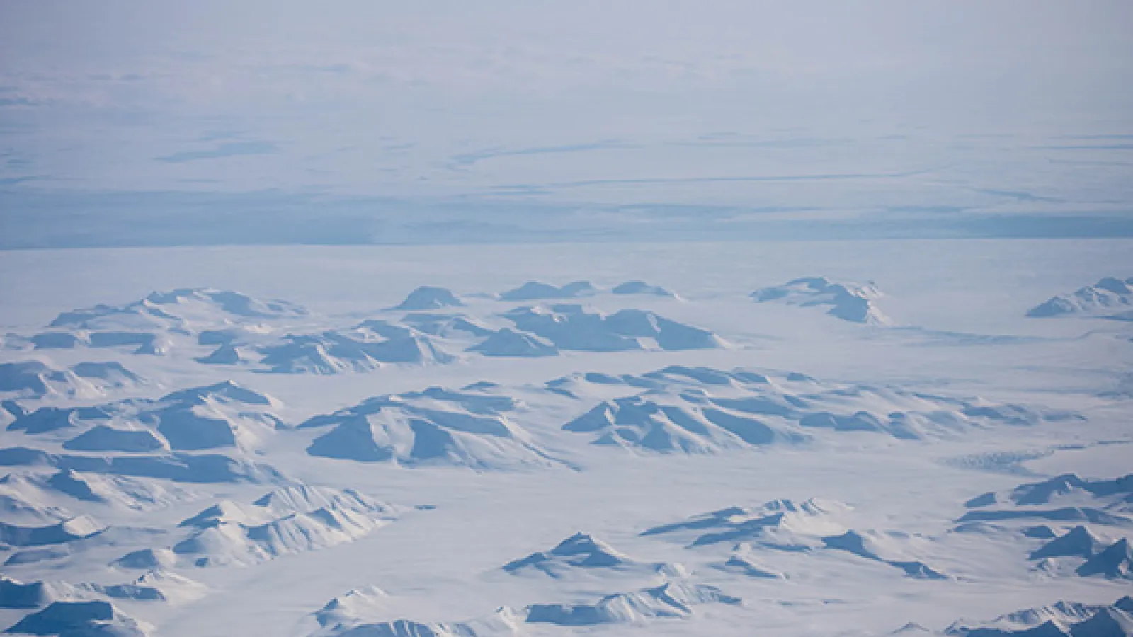 arctic landscape. White and blue are the only colors displayed