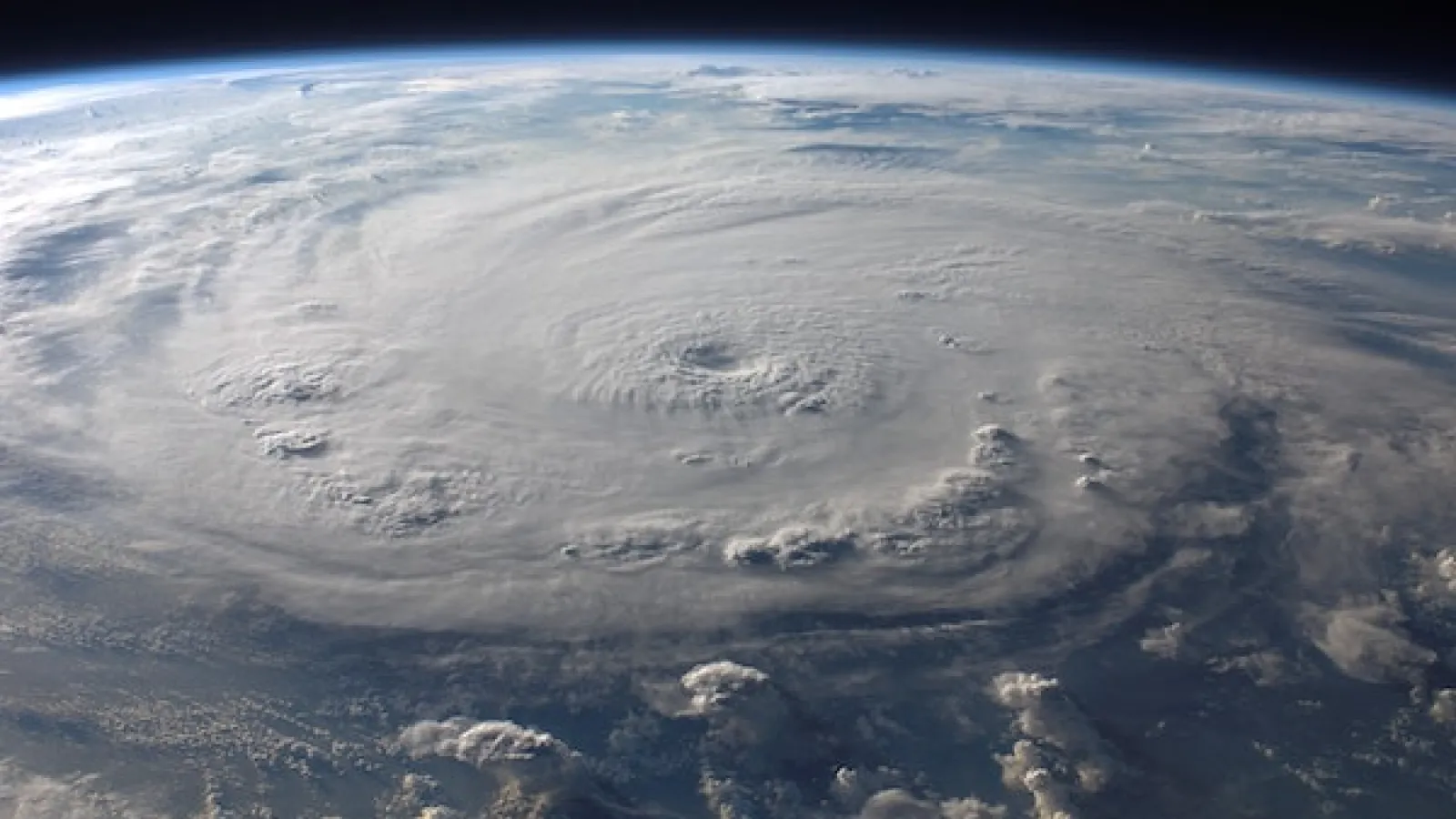 Satellite image taken from space showing a large hurricane