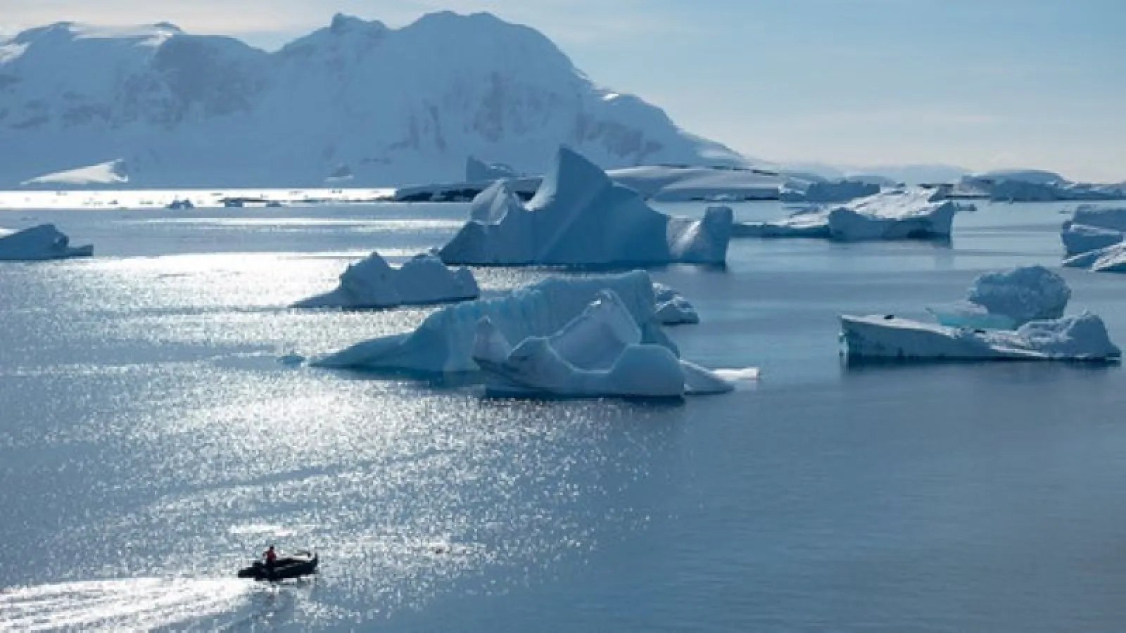 icebergs floating in Antarctic water
