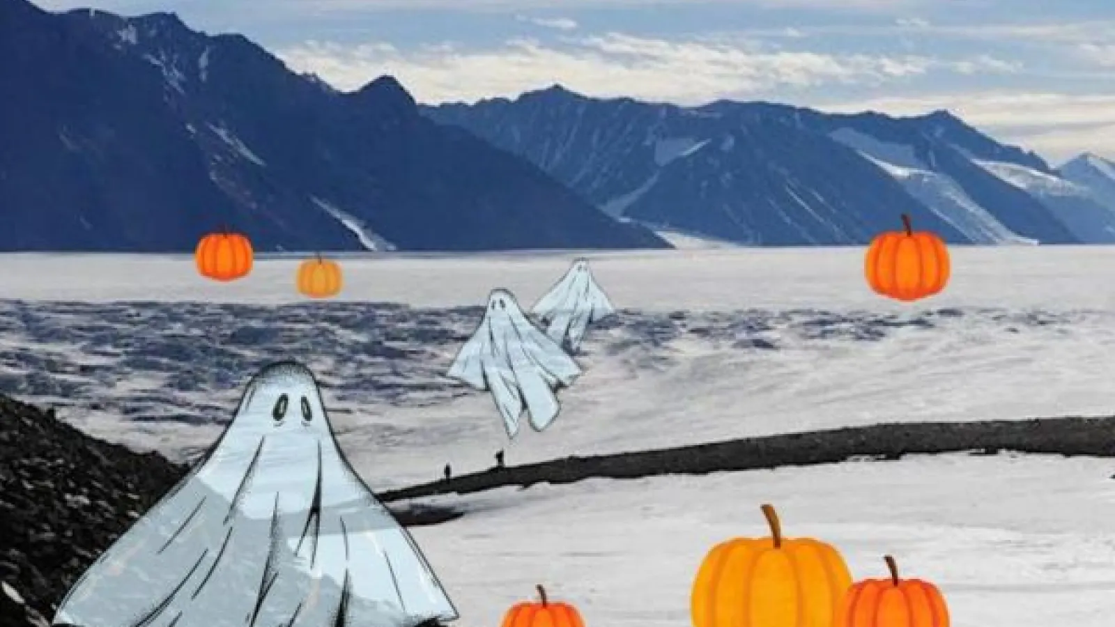 Photo of Antarctica with Halloween stickers