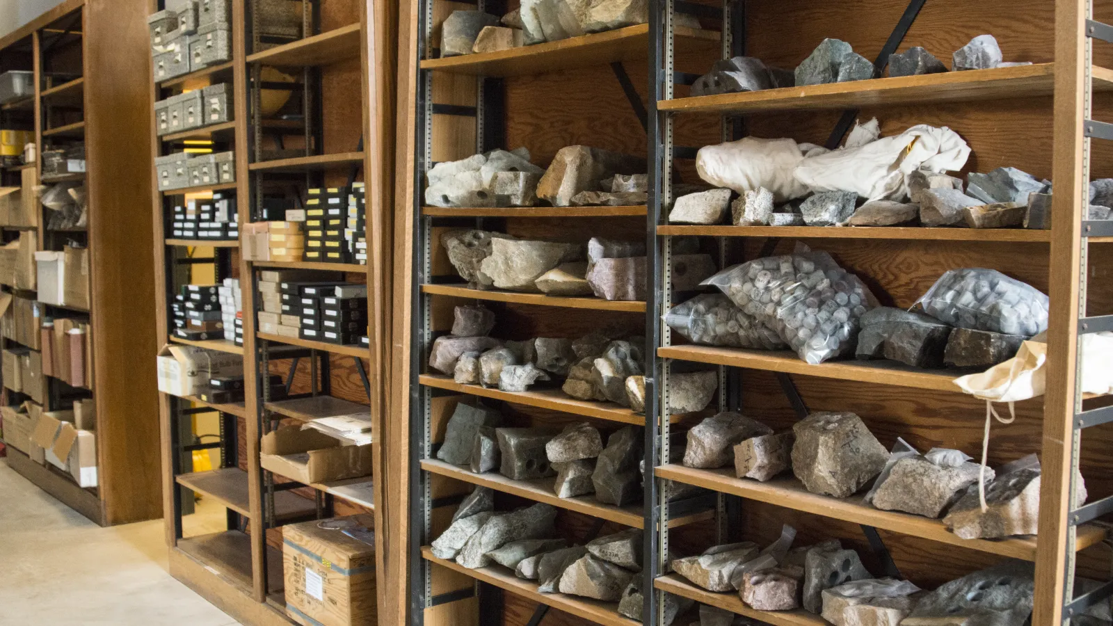 Rock samples stored in the Rock Repository