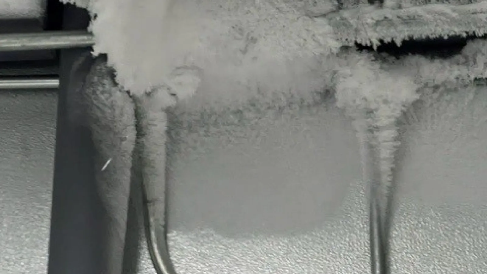 Frost built up within the corners of the walls in the ice core storage freezer