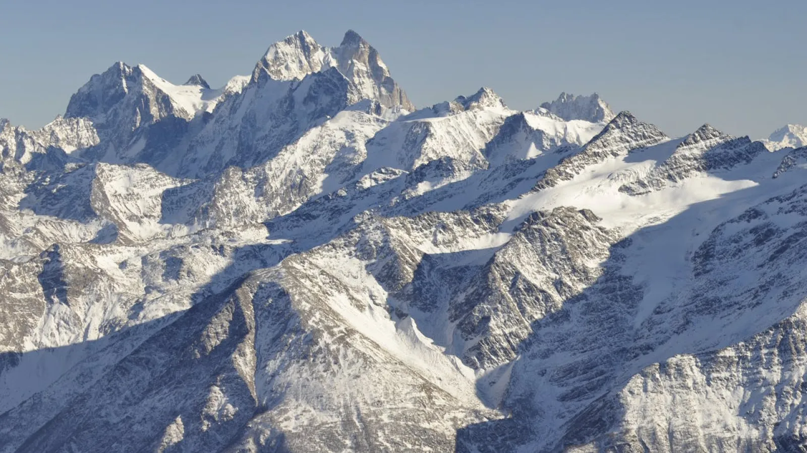 Snow covered mountain range.