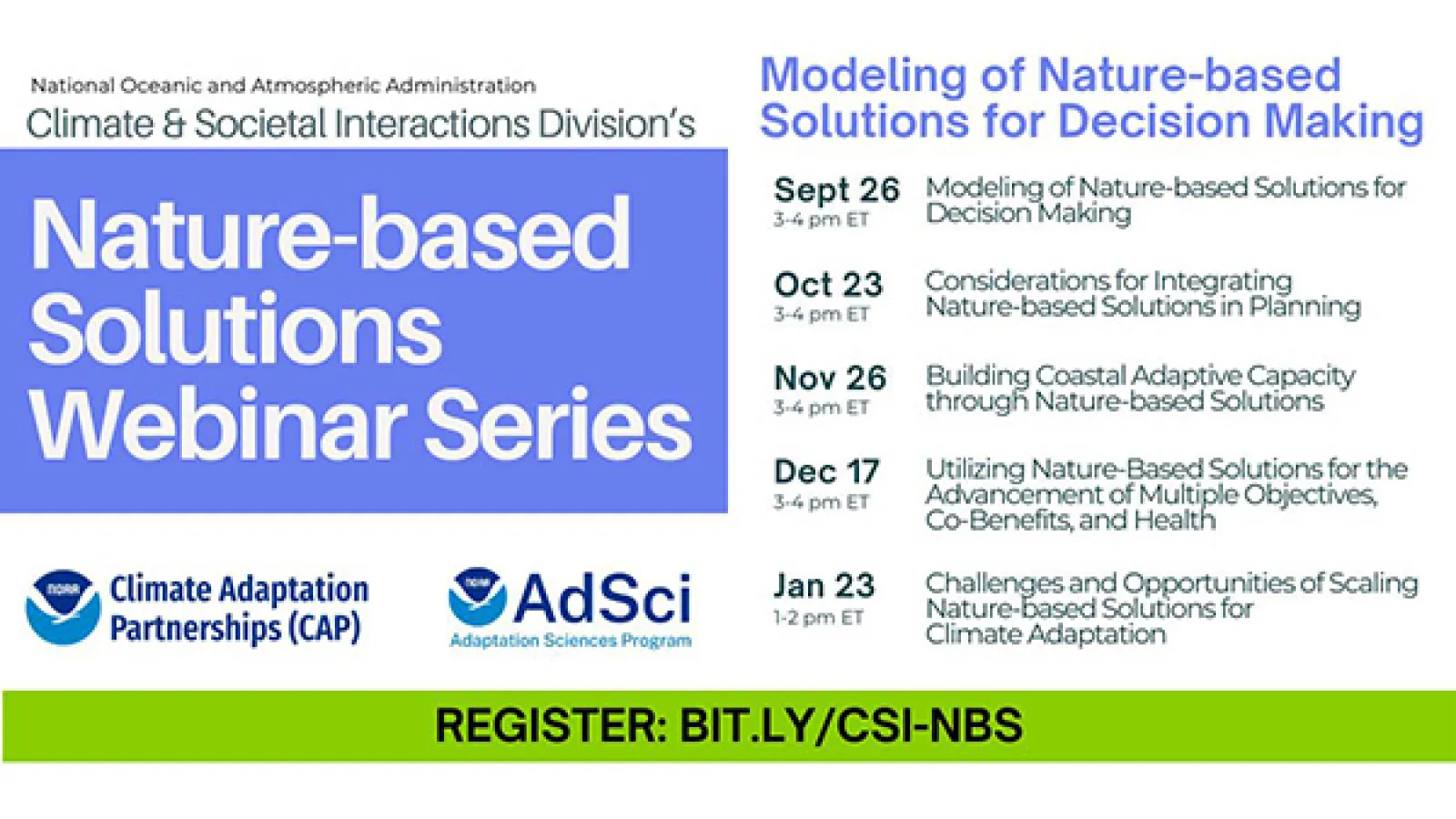 Flyer of Natured-based Solutions Webinar Series