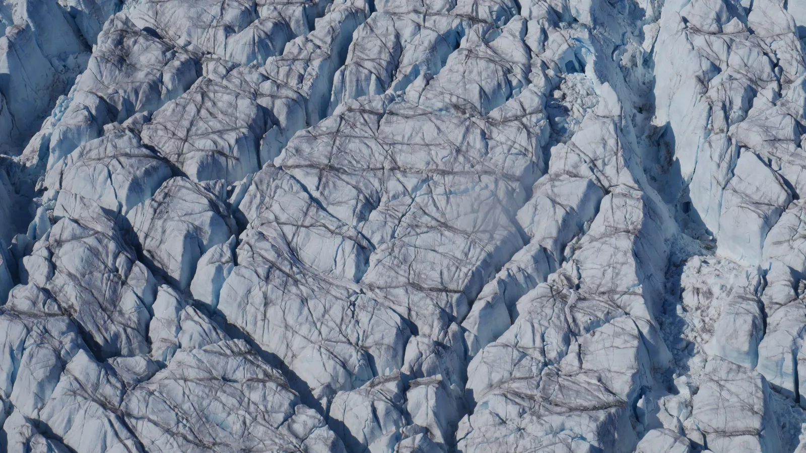 Aerial view of Crevasses in ice