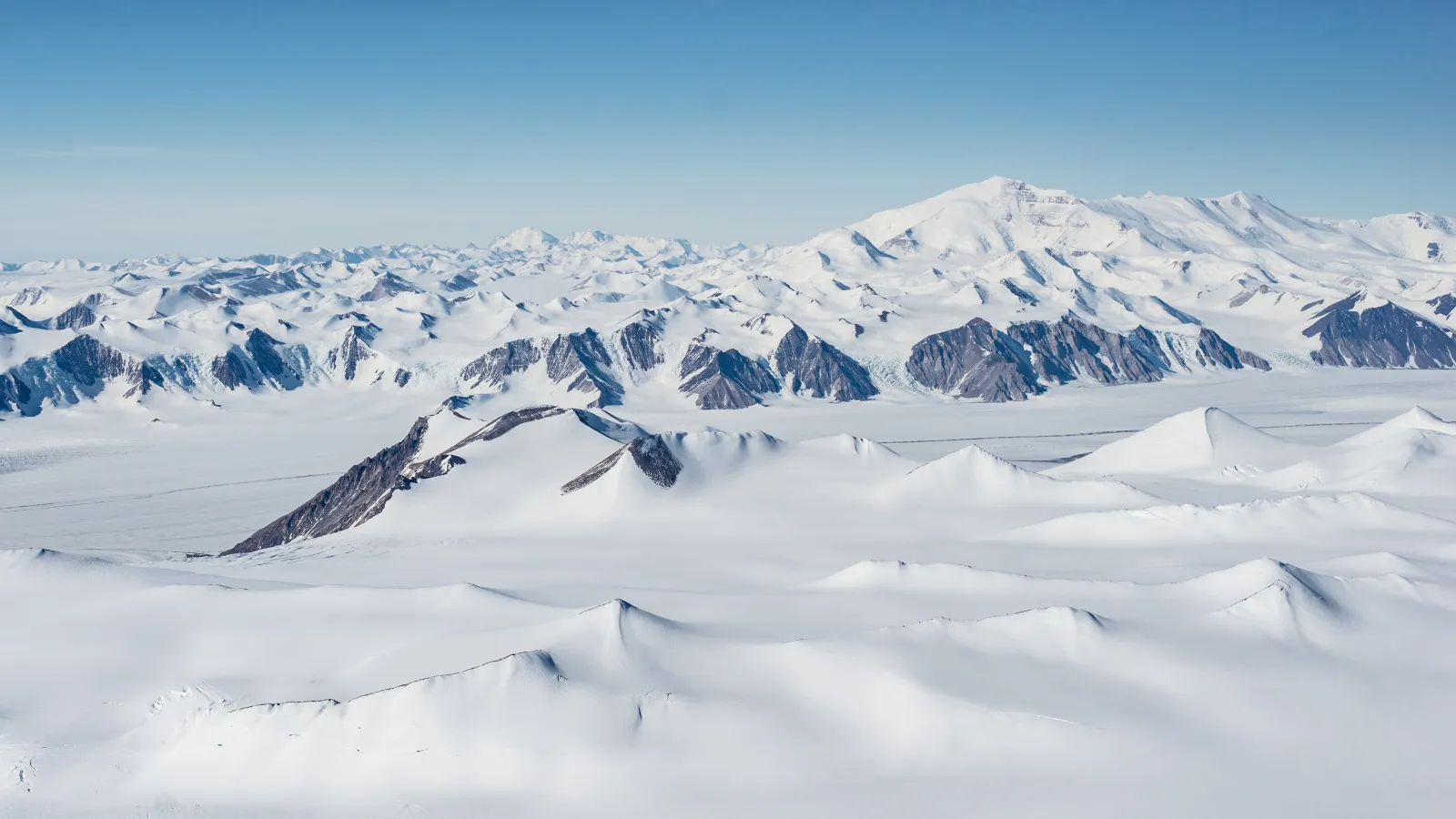 A vista of white mountains