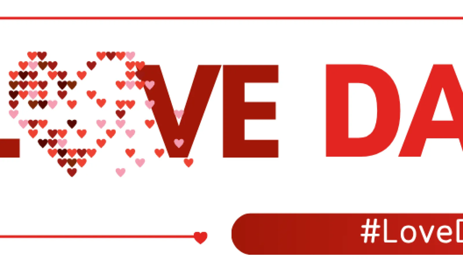 Love data week text in red and black with heart the o decorated