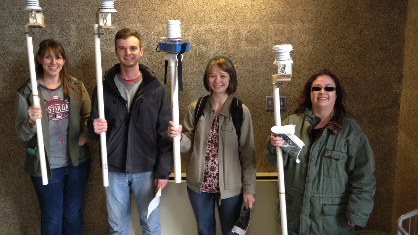 Students carrying sensors
