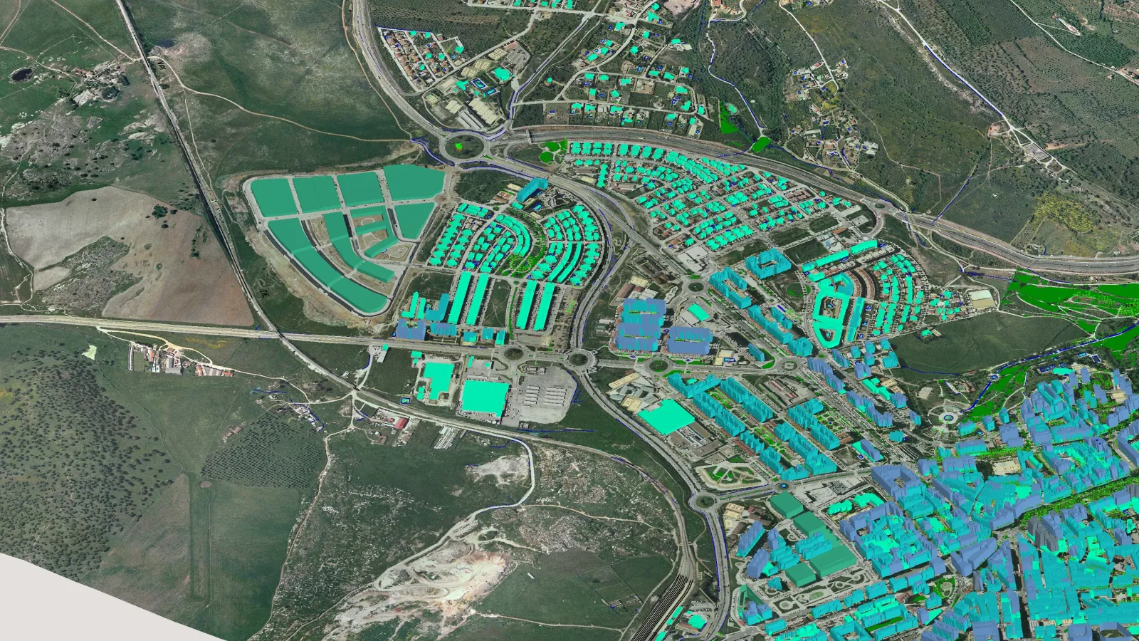 Digital city on an empty map