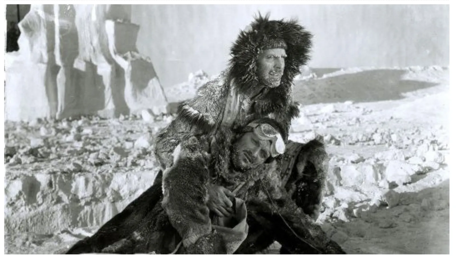 Two Characters in Cold Weather Gear with Antarctic Backdrop