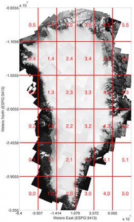 Mosaiced Landsat ETM+ and RADARSAT imagery from the years 1999 to 2002, full explanation on page.