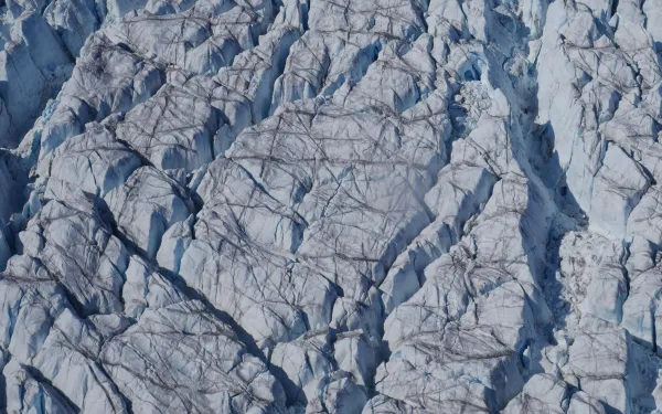 Aerial view of Crevasses in ice