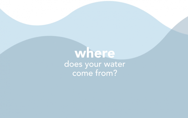 Light blue curves drawn to look like waves and and white text that reads "Where Does Your Water Come From?"