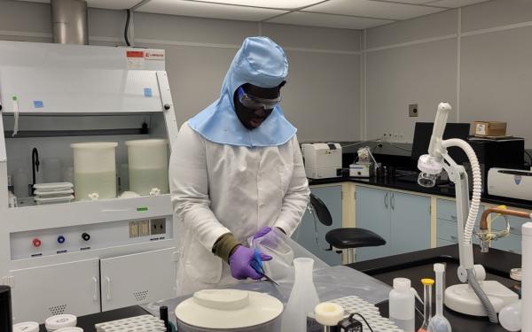 High School student works on project in the lab 