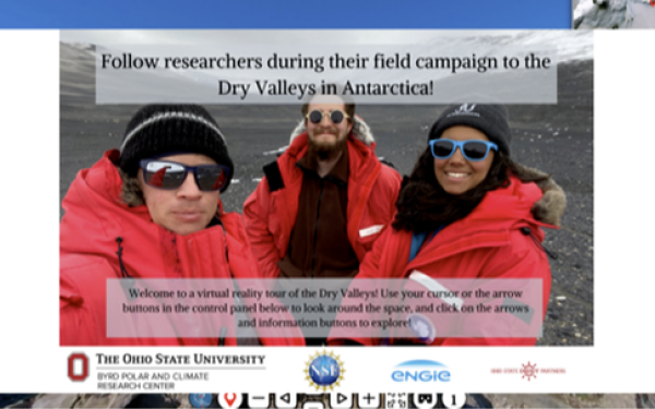 Selfie of 3 individuals at the Dry Valleys in Antartica