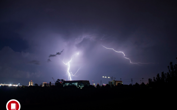 Lightning strike over Ohio State campus