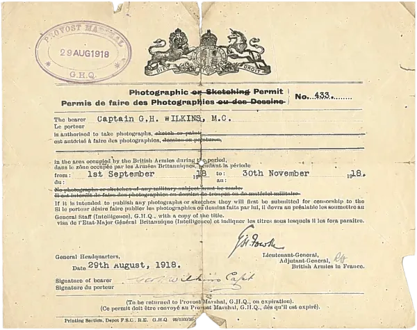 Hubert Wilkins Permission to Photograph