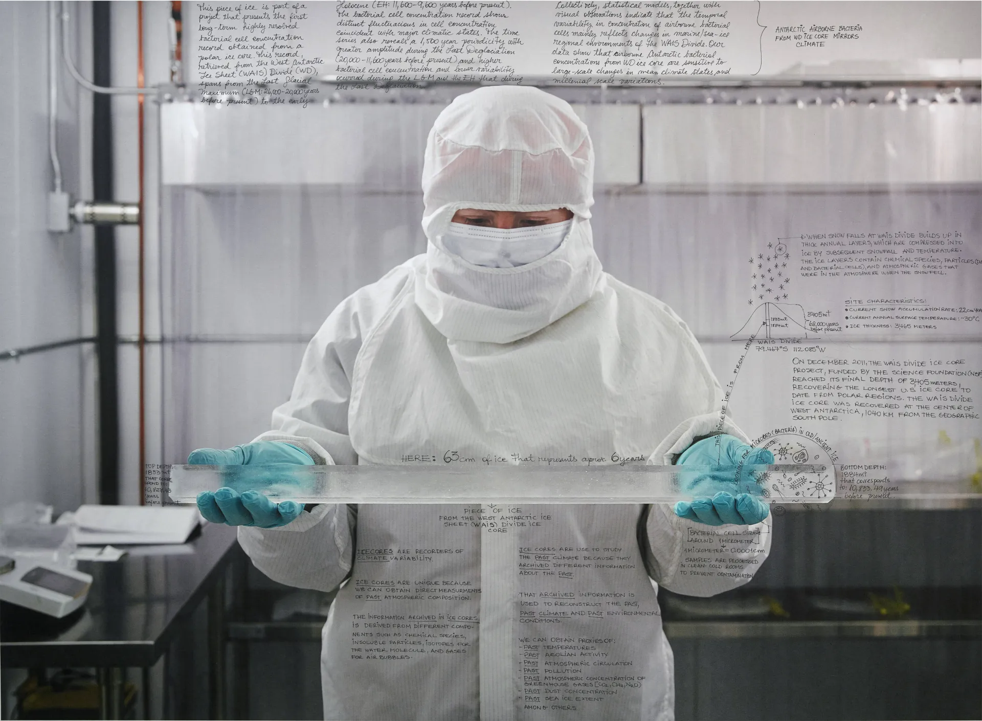  Dr. Avila holding cut Antarctic ice core