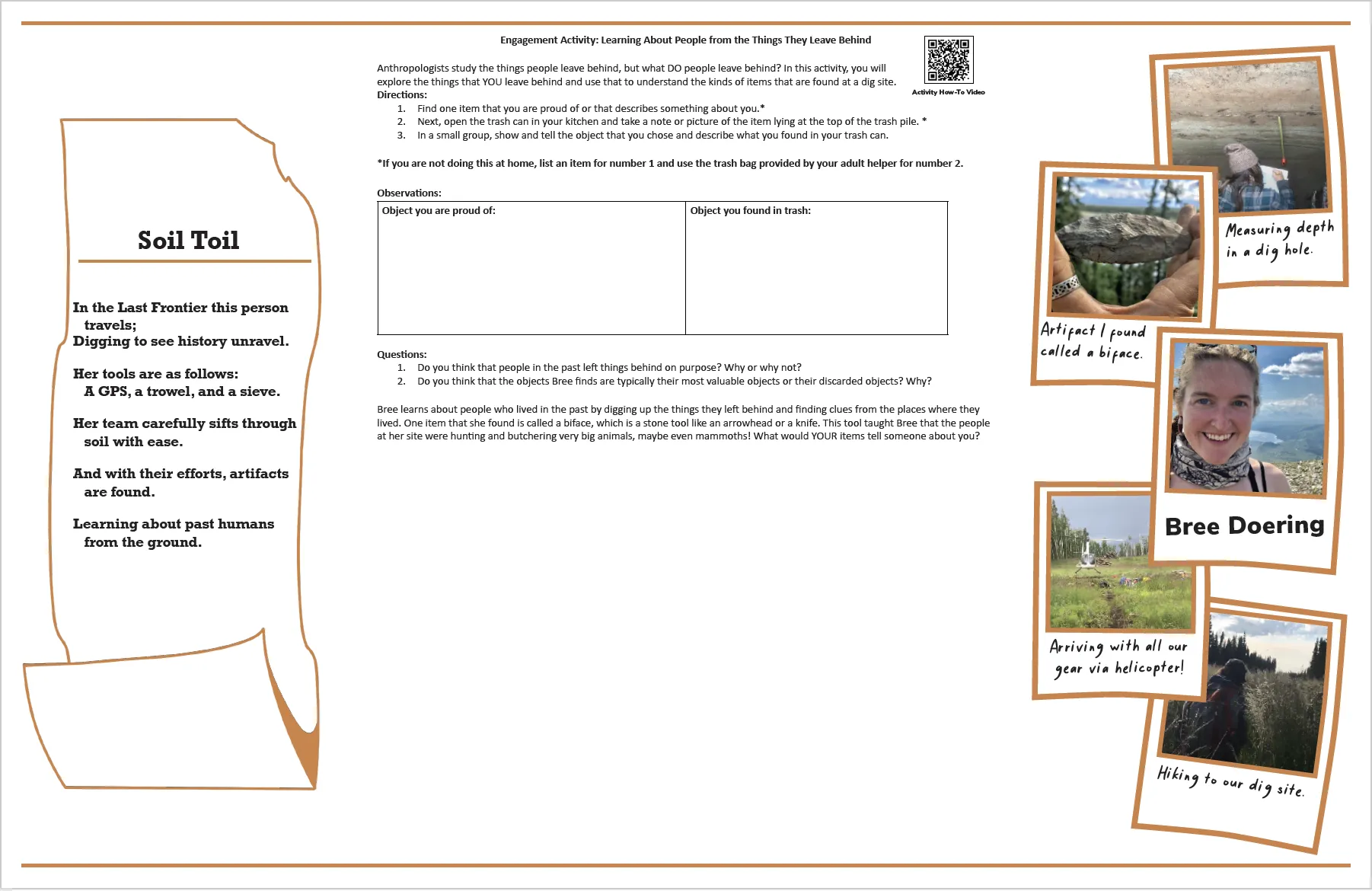 Front side of Bree's Polar Puzzle including a poem, the engagement activity, and pictures from the field with captions.