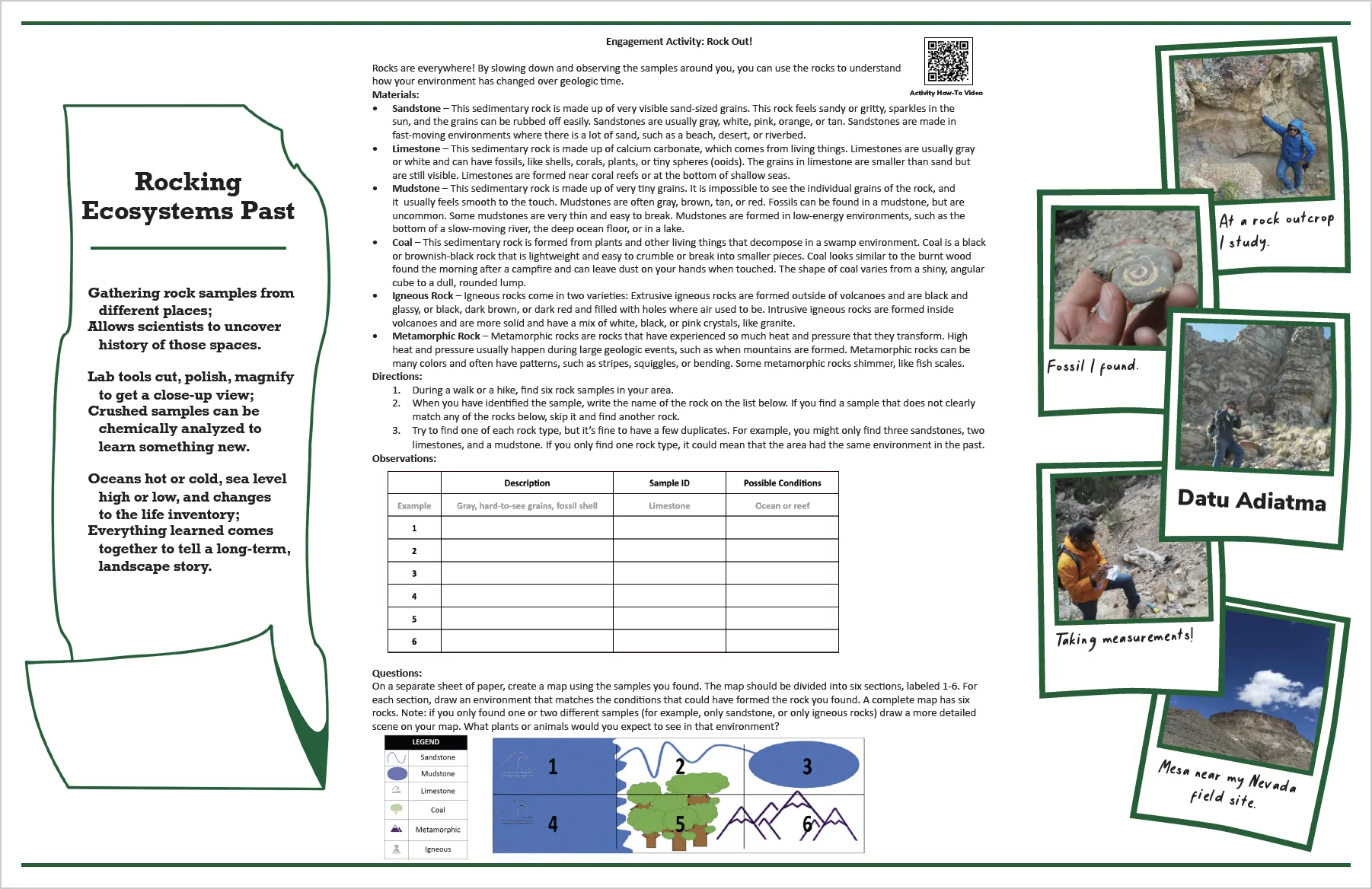 Front side of Datu's Polar Puzzle including a poem, the engagement activity, and pictures from the field with captions.