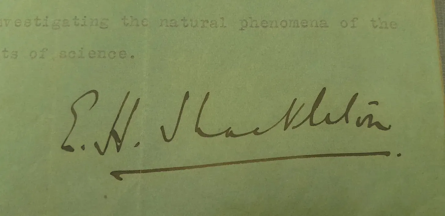 E.H Shackleton Signature