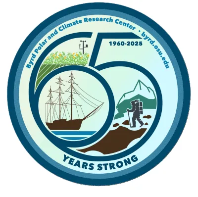 Byrd's 60th anniversary logo. It's blue with a large white 60. The years 1960 and 2020 are on top of the 0 of 60.