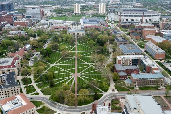 Arial view of The Ohio State University Oval.