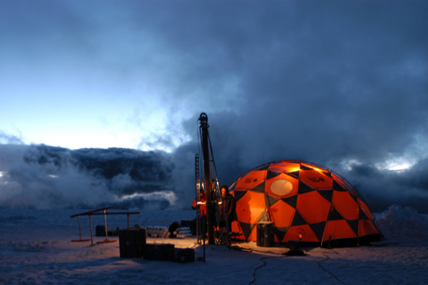   Drilling at Night at a Quelccaya research station