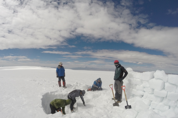 Group doing field work