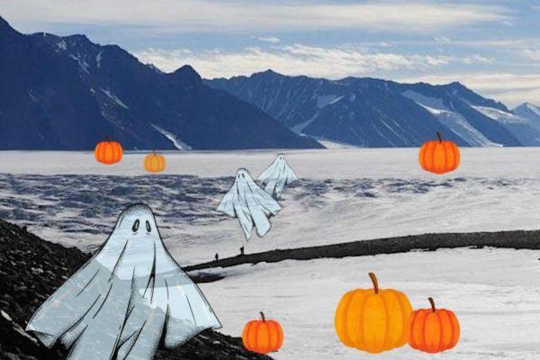 Photo of Antarctica with Halloween stickers
