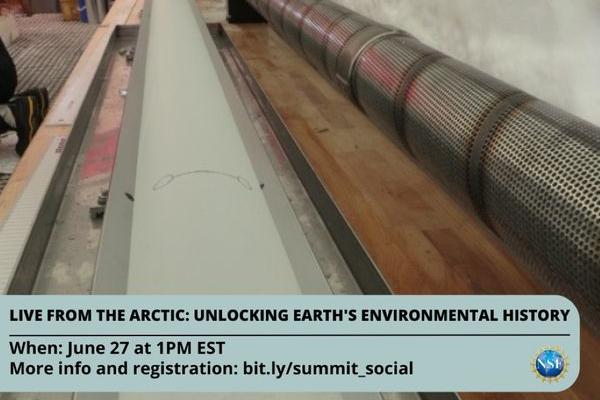 A cylindrical ice core on a table in an interior work space. 
