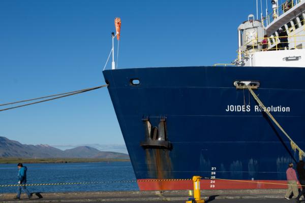 The JOIDES Resolution docked in the port of Reykjavík, Iceland.