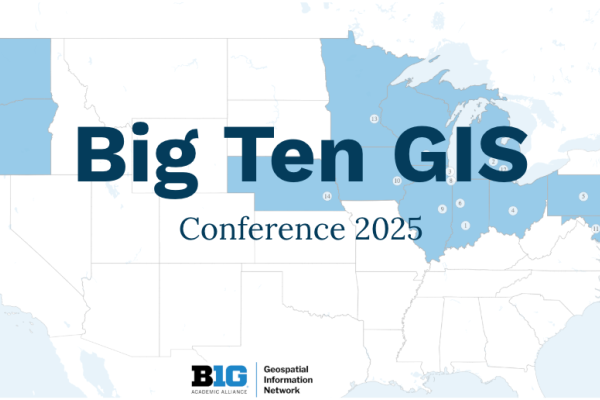 Promotional graphic for Big Ten GIS conference 2025