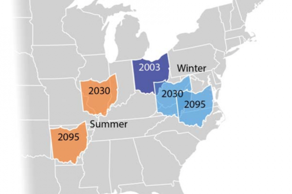 Map Showing Ohio's Summer and Winter Climate in the Future