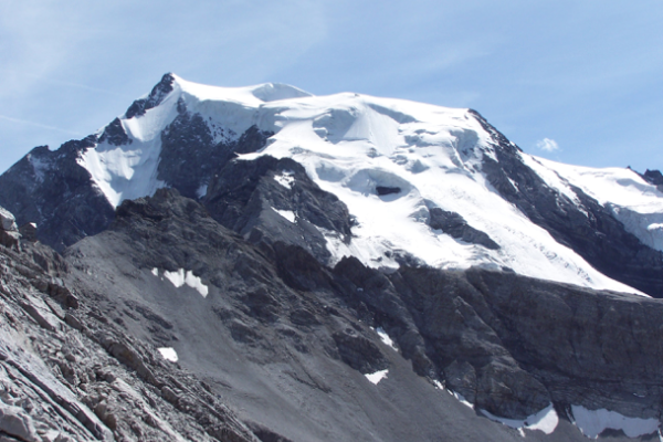 Mountain covered in glaciers